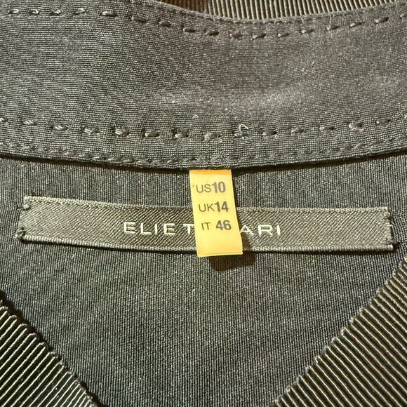 Elie Tahari Short Sleeve Dress Silk Blend Ruched Bust Snap Placket Black Size 10 - Picture 5 of 9